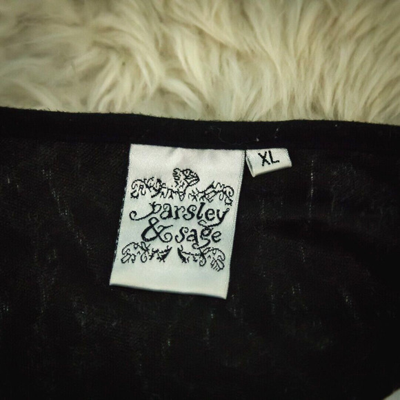 Parsley & Sage Size XL Black White Textured Patchwork Long Sleeve Artsy Top - Picture 3 of 5